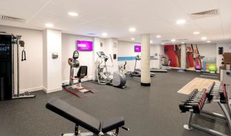 Fitness center at Hampton By Hilton London Stansted Airport.