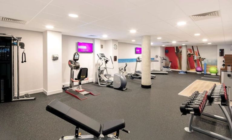 Fitness center at Hampton By Hilton London Stansted Airport.