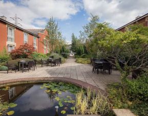 Pretty hotel garden at Hilton Leicester.