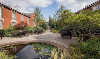 Pretty hotel garden at Hilton Leicester.