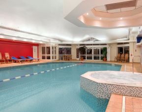 Large indoor pool at Hilton Leicester.