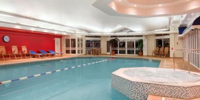 Large indoor pool at Hilton Leicester.