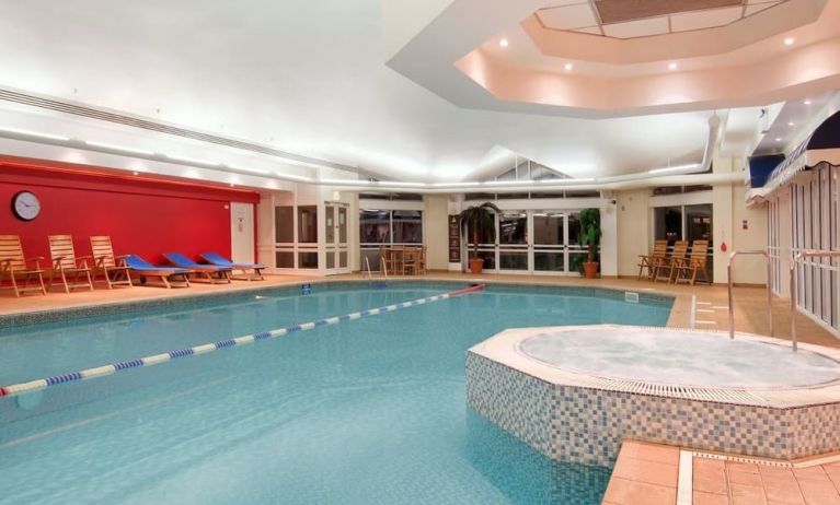 Large indoor pool at Hilton Leicester.