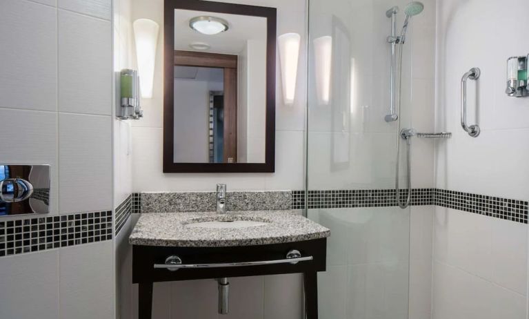 Private bathroom with shower at Hampton By Hilton Birmingham Broad Street.