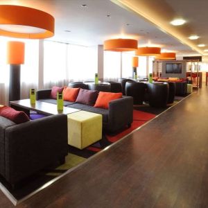 Hotel lounge at Hampton By Hilton Birmingham Broad Street.