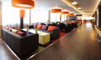 Hotel lounge at Hampton By Hilton Birmingham Broad Street.