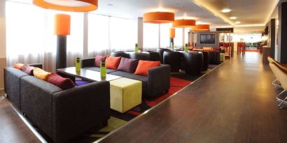 Hotel lounge at Hampton By Hilton Birmingham Broad Street.