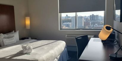 Romantic king room at Fairfield Inn & Suites New York Brooklyn.