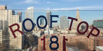 Rooftop terrace and views at Fairfield Inn & Suites New York Brooklyn.