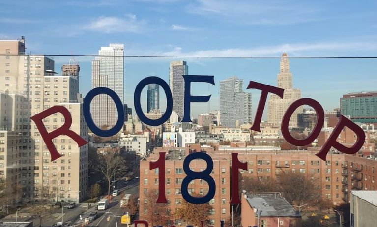 Rooftop terrace and views at Fairfield Inn & Suites New York Brooklyn.