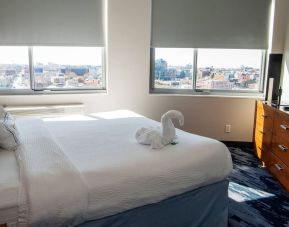 Romantic king room with city views at Fairfield Inn & Suites New York Brooklyn.