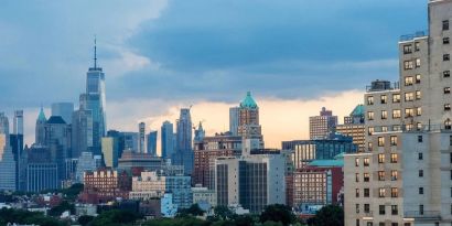 City views at sunset at Fairfield Inn & Suites New York Brooklyn.