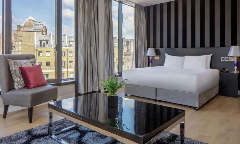 Spacious king suite with city views at DoubleTree by Hilton London Greenwich.