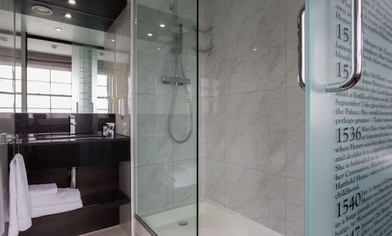 Guest bathroom with shower at DoubleTree by Hilton London Greenwich.