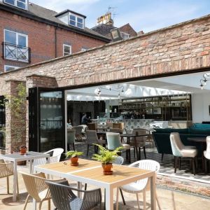 Cafe with outdoor seating at DoubleTree By Hilton York. 