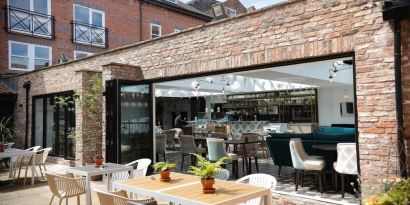 Cafe with outdoor seating at DoubleTree By Hilton York. 