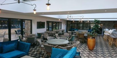 Spacious dining area with natural light at DoubleTree By Hilton York.