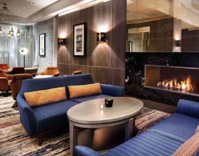 Reception and coworking lounge at Doubletree by Hilton Glasgow Central.