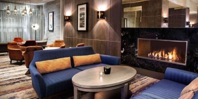 Reception and coworking lounge at Doubletree by Hilton Glasgow Central.