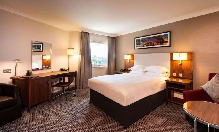 Spacious day use room with work desk at Doubletree by Hilton Glasgow Strathclyde. 