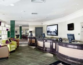 Lobby and coworking lounge at Doubletree by Hilton Glasgow Strathclyde.