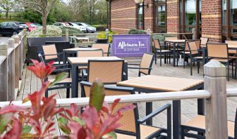 Hotel bar with outdoor seating at DoubleTree by Hilton Swindon.