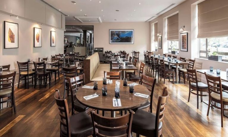 Dining area perfect for coworking at DoubleTree by Hilton Swindon.