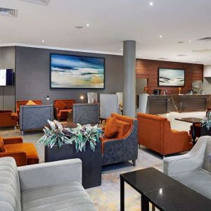 Lobby and coworking lounge at DoubleTree by Hilton Swindon.