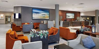 Lobby and coworking lounge at DoubleTree by Hilton Swindon.