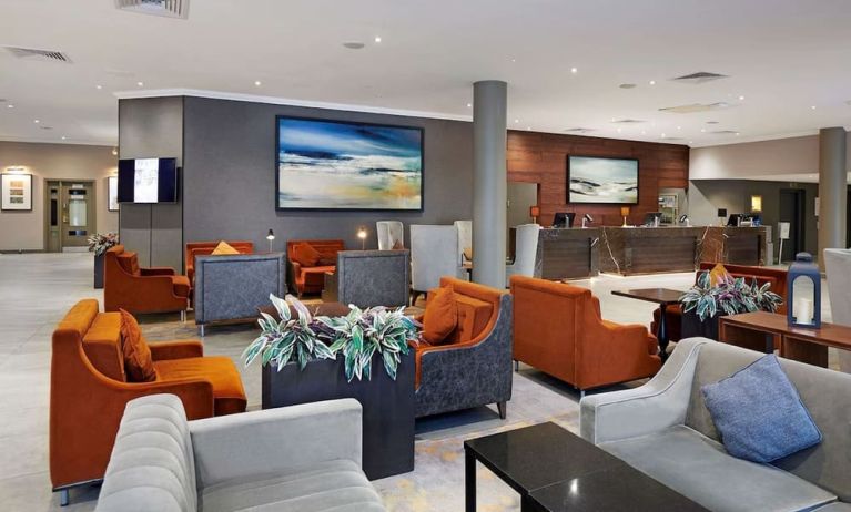 Lobby and coworking lounge at DoubleTree by Hilton Swindon.