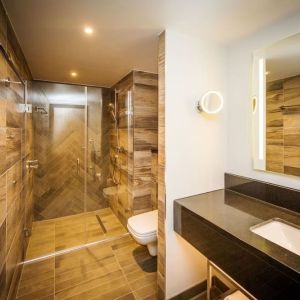 Guest bathroom with shower at DoubleTree by Hilton London Kingston upon Thames.