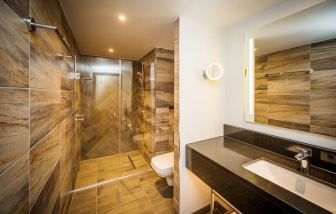 Guest bathroom with shower at DoubleTree by Hilton London Kingston upon Thames.