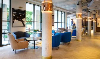 Lobby and coworking lounge at DoubleTree by Hilton London Kingston upon Thames.