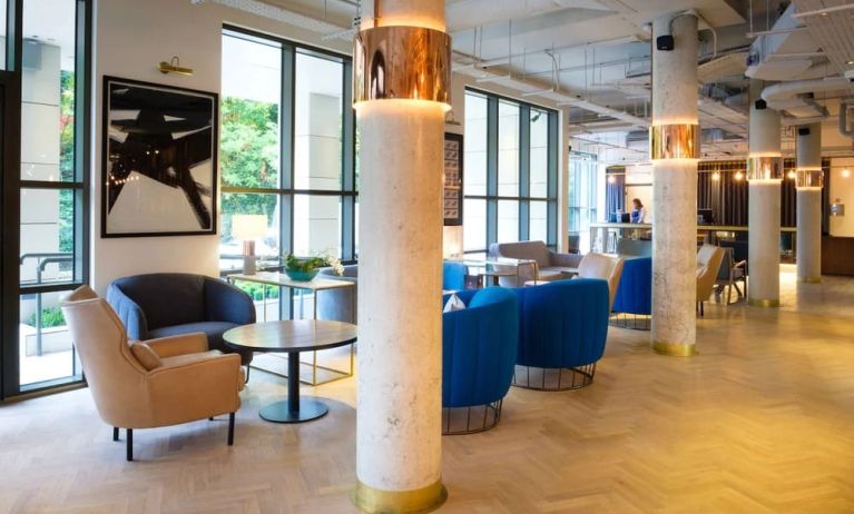 Lobby and coworking lounge at DoubleTree by Hilton London Kingston upon Thames.