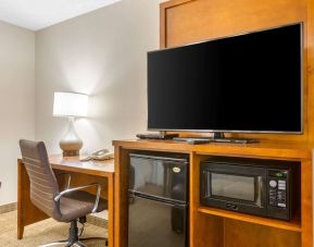 TV and work station at Comfort Suites Oakbrook Terrace.