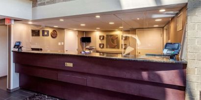 Reception desk at Comfort Suites Oakbrook Terrace.