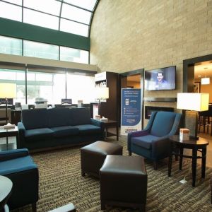 Hotel lobby at Comfort Suites Oakbrook Terrace.