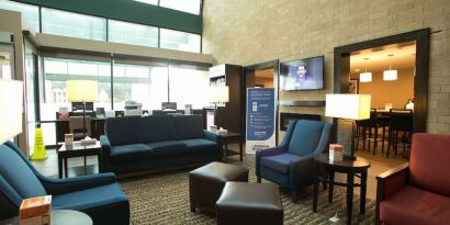 Hotel lobby at Comfort Suites Oakbrook Terrace.