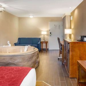 Hotel room with jacuzzi at Comfort Suites Oakbrook Terrace.