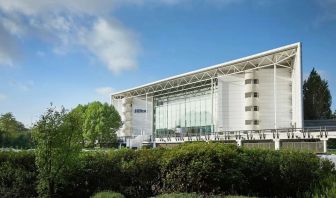 Hotel exterior at Hilton London Heathrow Airport.