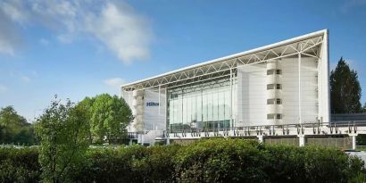 Hotel exterior at Hilton London Heathrow Airport.