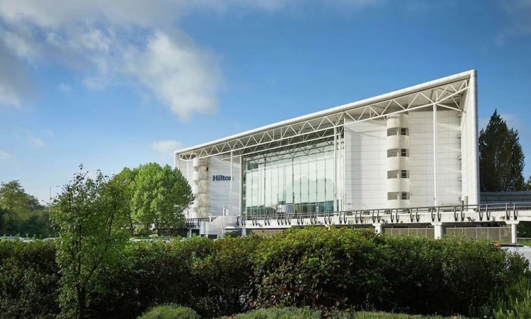 Hotel exterior at Hilton London Heathrow Airport.