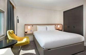 Day use room with natural light at Hilton London Heathrow Airport.