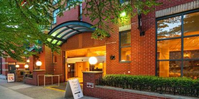 Hotel entrance at Grand Park Hotel & Suites Downtown Vancouver.