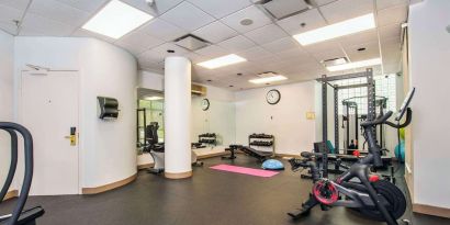 Fitness center at Grand Park Hotel & Suites Downtown Vancouver.