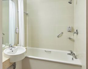 Guest bathroom with shower at  Leonardo Hotel Bradford.