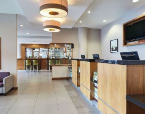 Lobby and coworking lounge at Leonardo Hotel Bradford.
