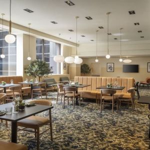 Spacious dining area perfect for coworking at Leonardo Royal Hotel Birmingham.