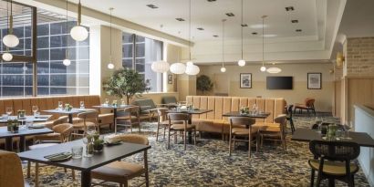 Spacious dining area perfect for coworking at Leonardo Royal Hotel Birmingham.