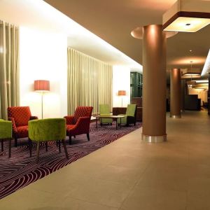 Lobby and coworking lounge at Leonardo Hotel Derby.